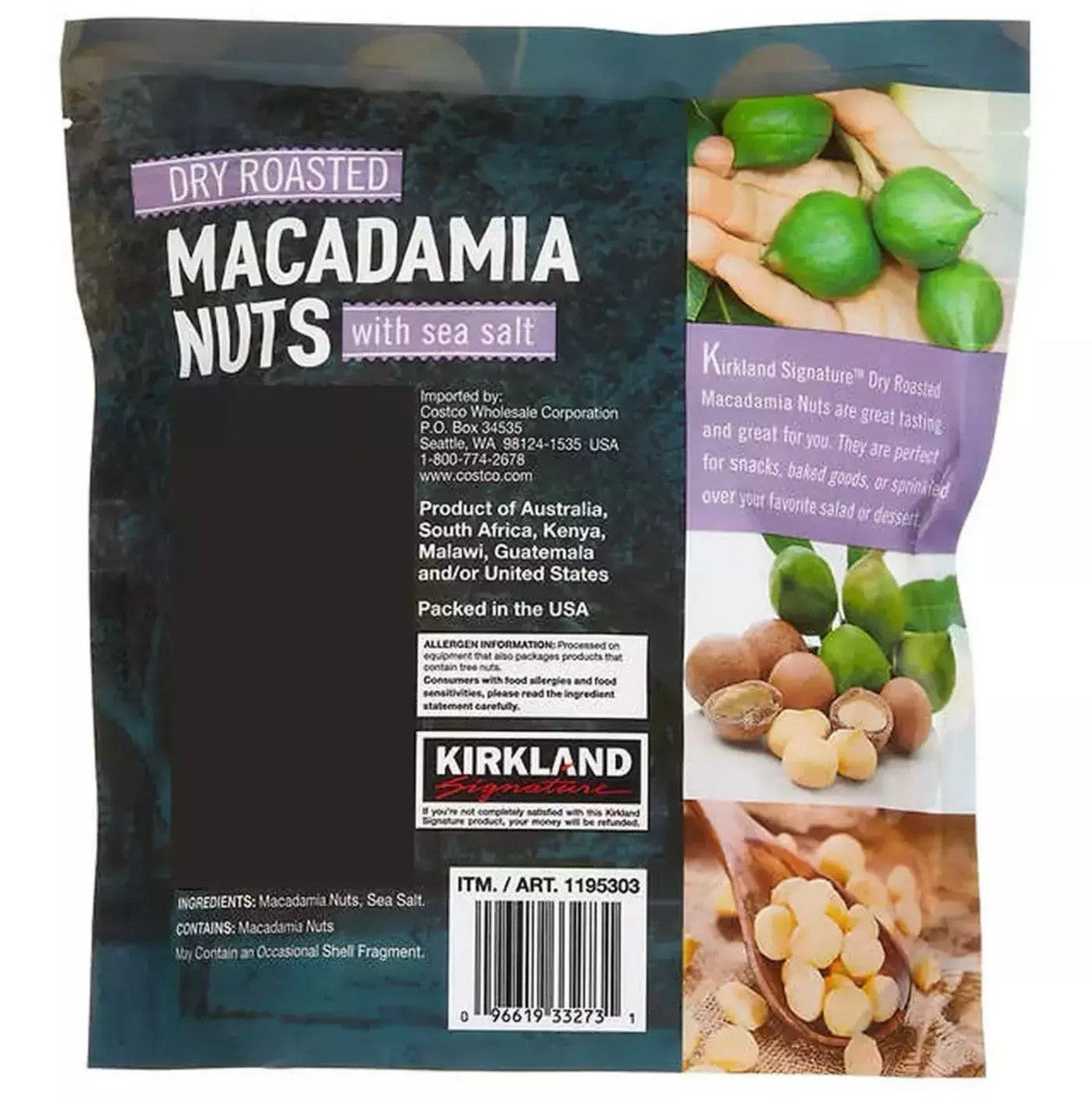Kirkland Signature Dry Roasted Macadamia Nuts with Sea Salt Snack Nuts Pack 680g
