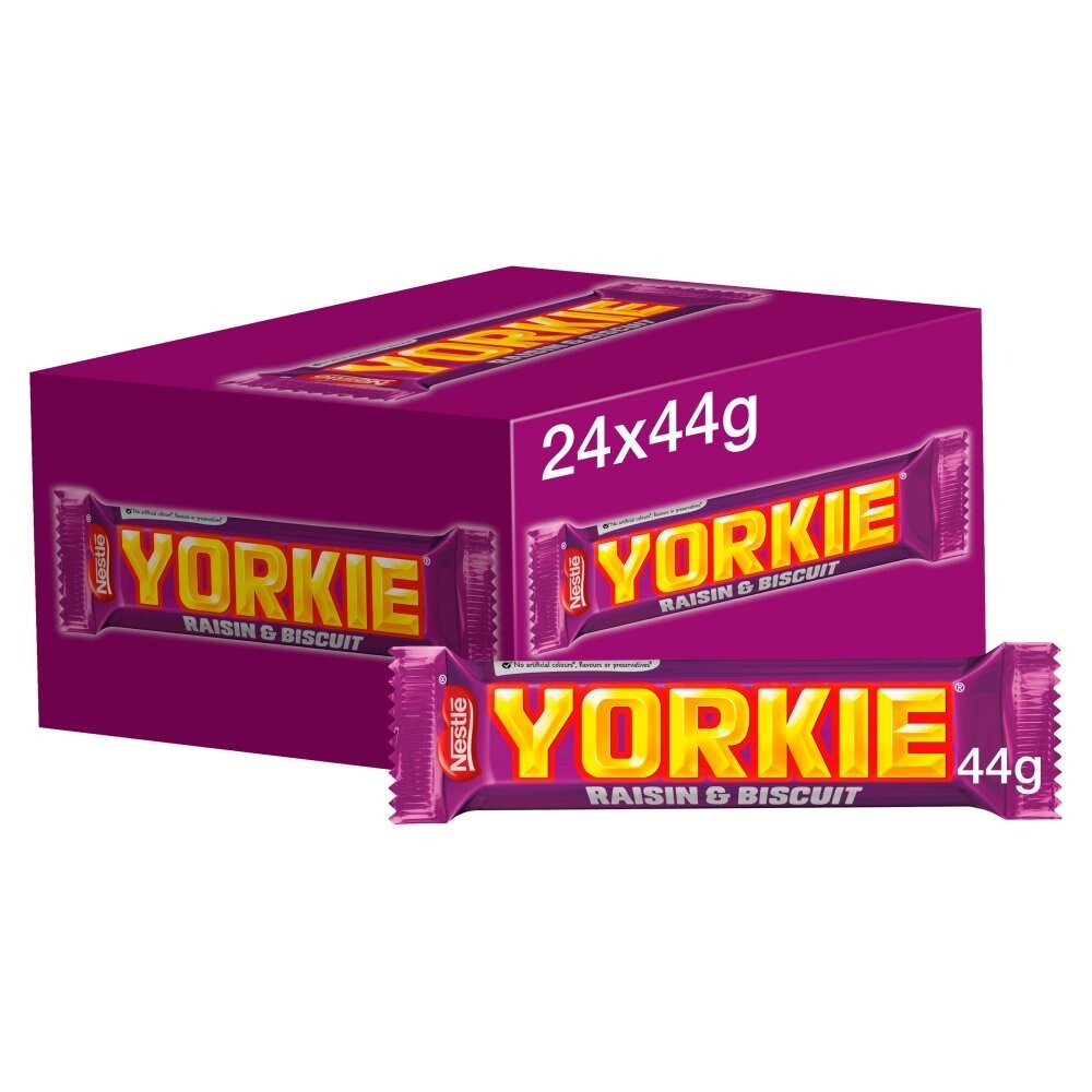 Yorkie Raisin & Biscuit Chocolate Bars 44g | Bulk Buy (Pack of 24)