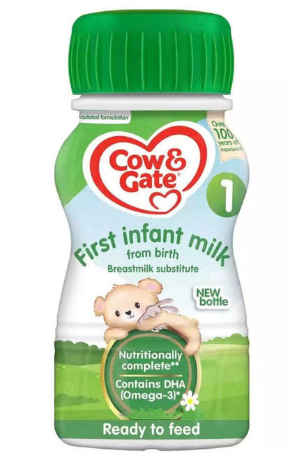 Cow & Gate First Infant Milk Stage 1 Ready Made Baby Formula 12 x 200ml pack