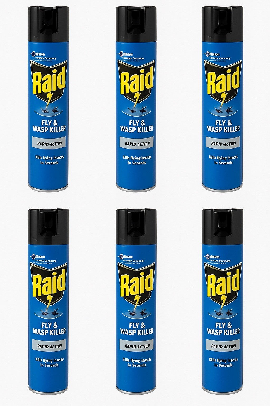 Raid Fly & Wasp Killer Rapid Action Spray 300ml X6 white lid FAST FREE SHIPPING