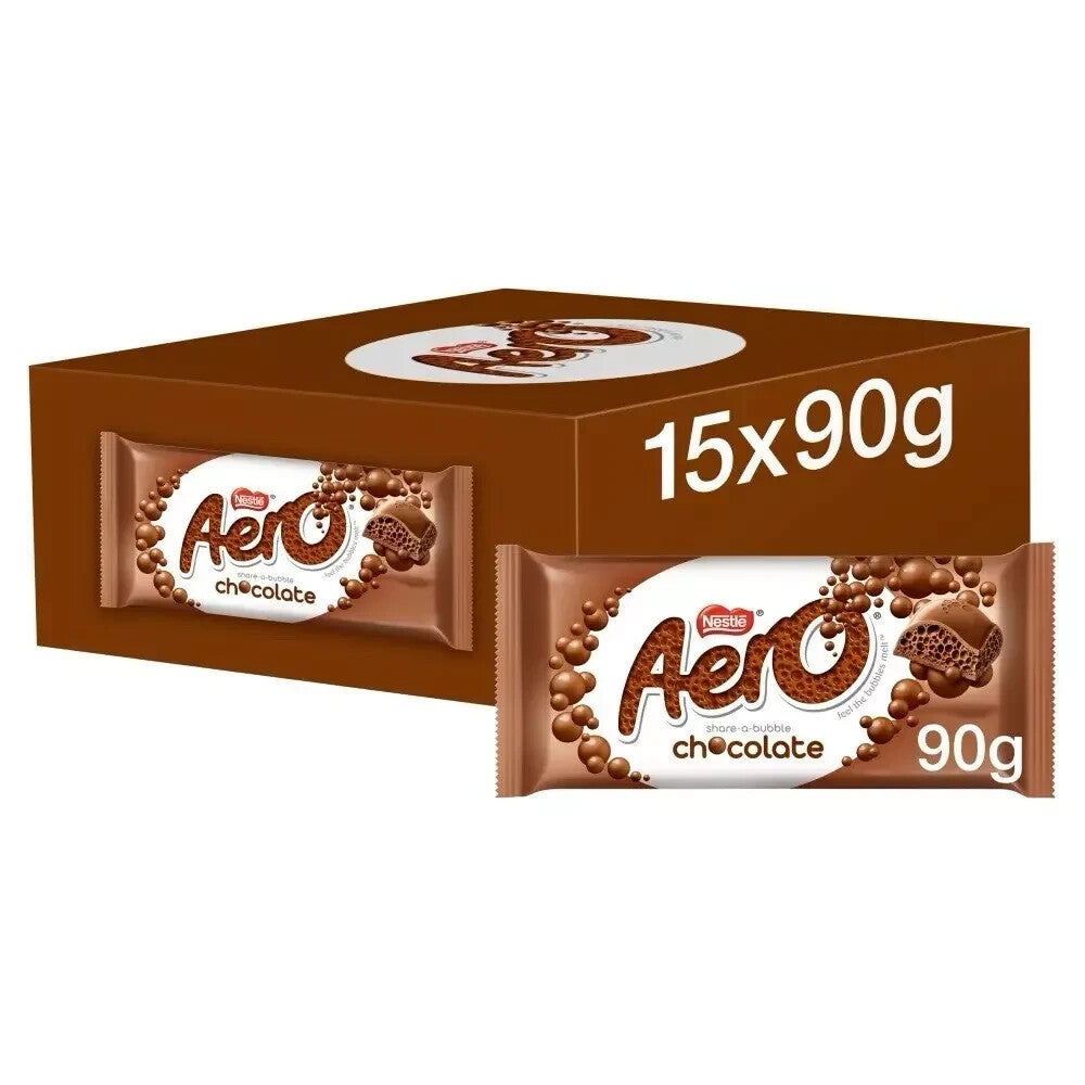 Full Box of 15 x 90g Bars Choco Aero Milk Sharing Bar Chocolate tracked