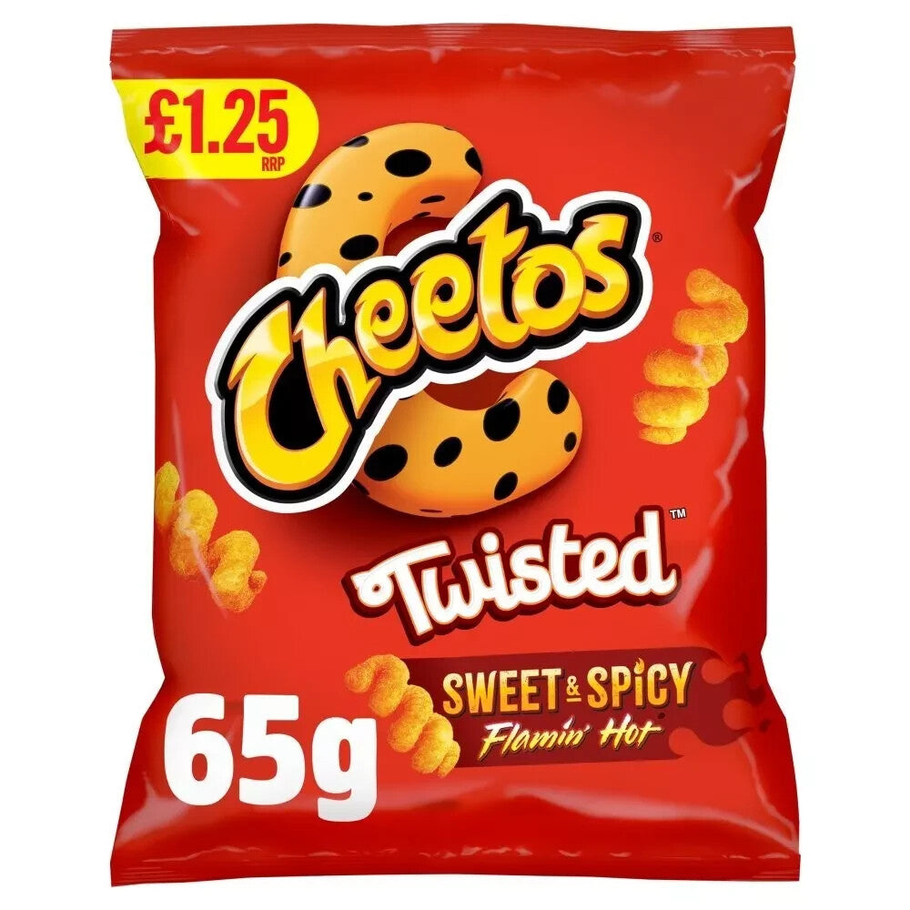 Full Box of 18 Large Bags of 65g Walkers Cheetos Twisted Flamin' Hot ONLY £18.49