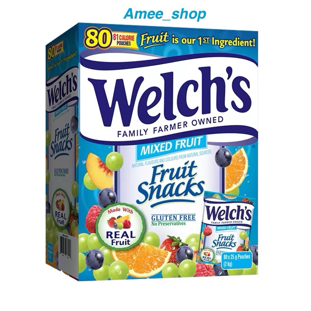 Welch's Mixed Fruit Snacks, Made With Real Fruit, Gluten Free 80 x 25g Pouches