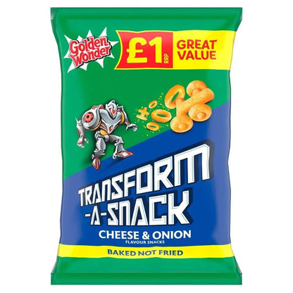 Full Box of 18 Golden Wonder TransForm-A-Snack Cheese & Onion 56g £1 Bags