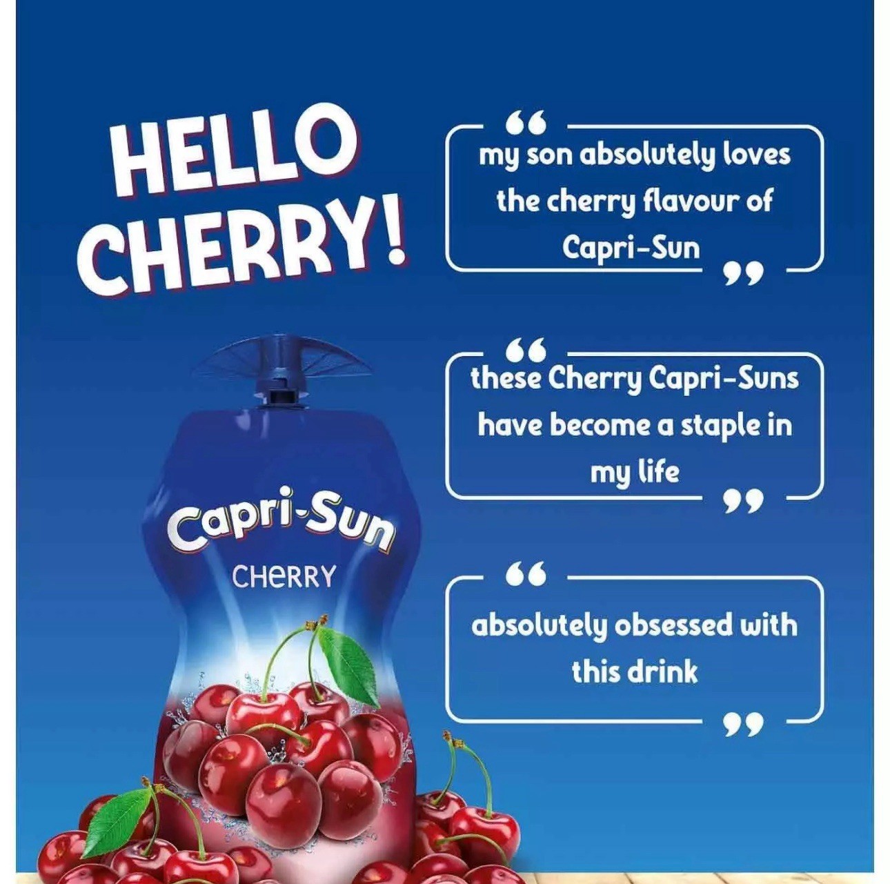 Capri-Sun Cherry Juice Drink Sport Resealable Pouch Kid Party Box Pack 15x 330ml