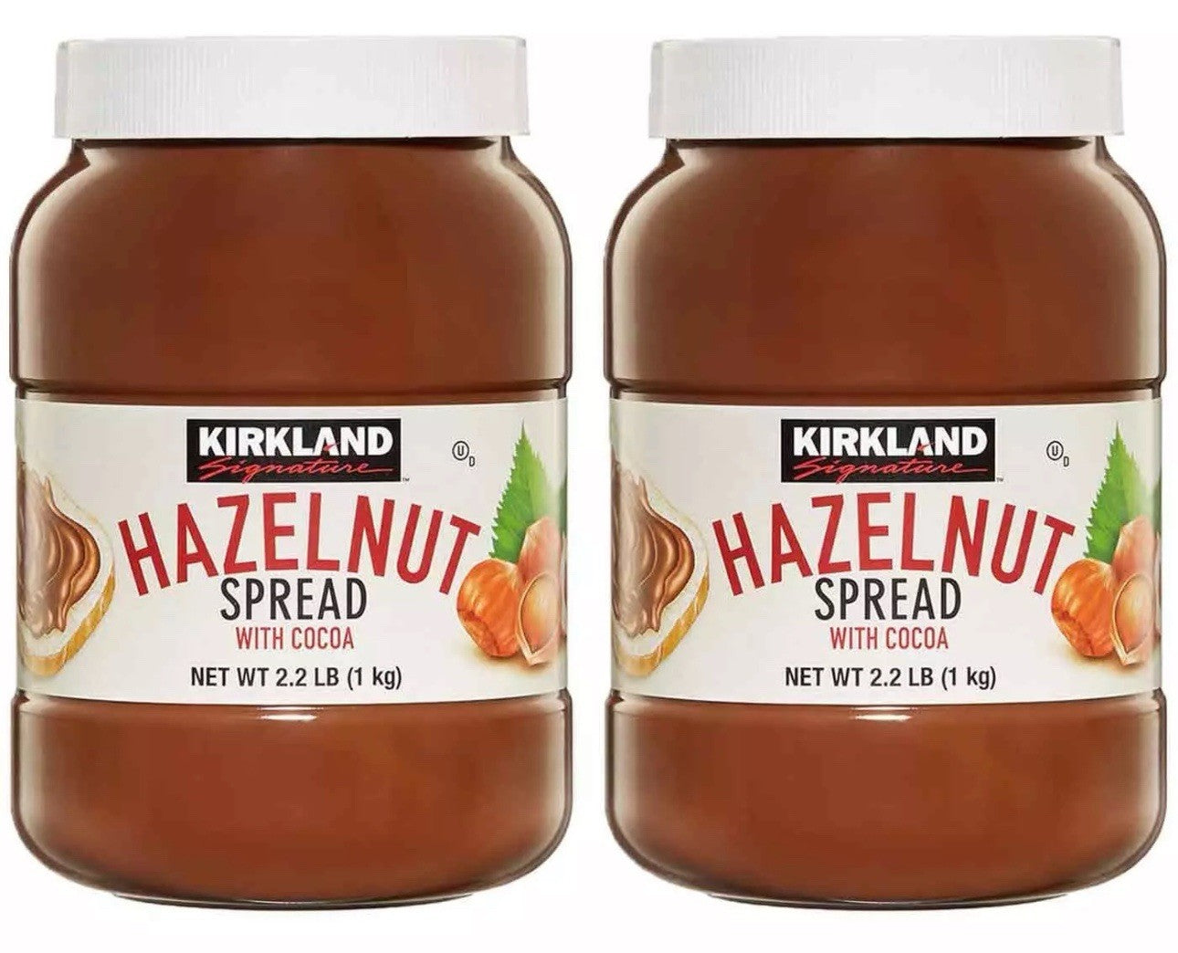 Kirkland Signature Hazelnut Chocolate Spread with Cocoa Pack of 2 x 1kg Jars New
