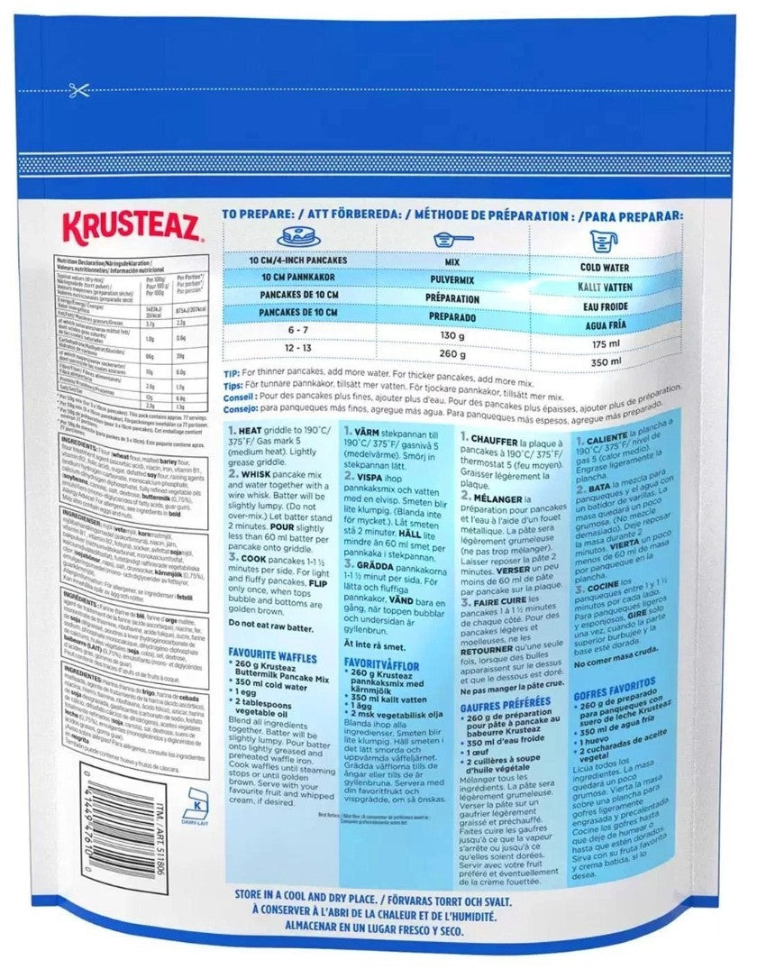 Krusteaz Buttermilk Complete Pancake Mix Just Add Water Fluffy Pack 2 x 4.53kg