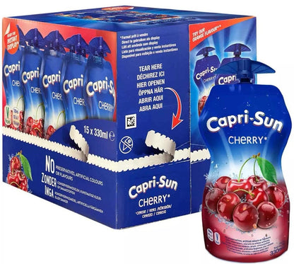 Capri-Sun Cherry Juice Drink Sport Resealable Pouch Kid Party Box Pack 15x 330ml