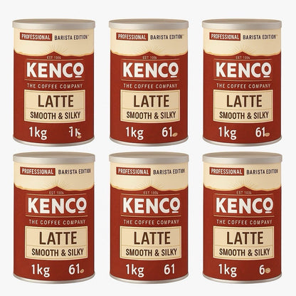6 x 1Kg  Kenco Latte Smooth & Silky Instant Coffee Makes 61 Cups