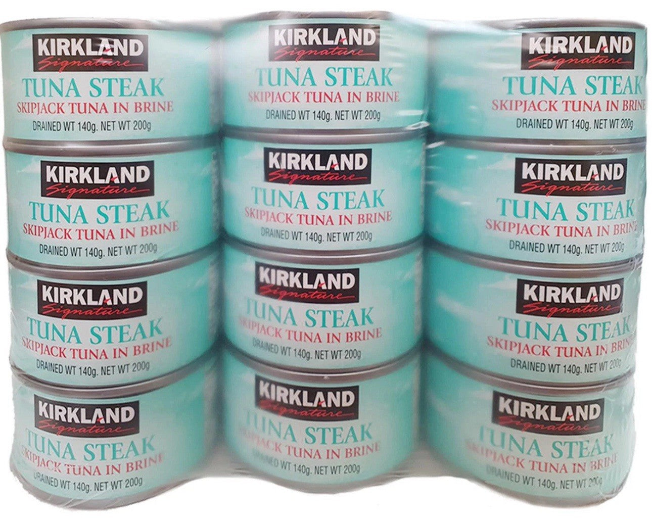 Kirkland Signature Tuna Steak Skipjack in Brine Water Drained Fish Pack 12x200g
