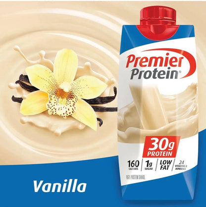 Premier Protein Vanilla Flavour Drink Shakes Low Sugar Fat Healthy Pack 12x325ml