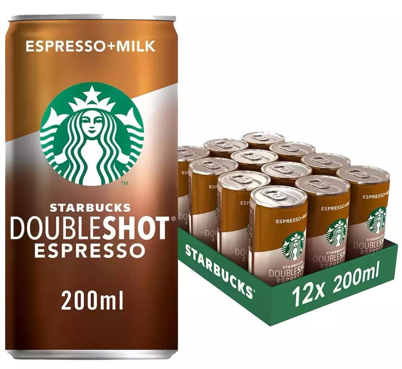 Starbucks Doubleshot Espresso + Milk Coffee Arabica Ready to Drink Pack 12x200ml