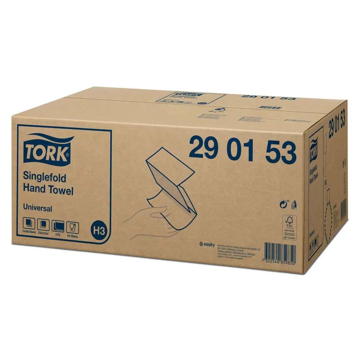 Tork Hand Paper Towels Single Fold 2 Ply Universal Zig Zag 4,500 Sheets White H3