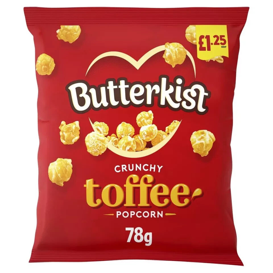 Full Box of 15 Butterkist Crunchy Toffee Popcorn 78g Bags