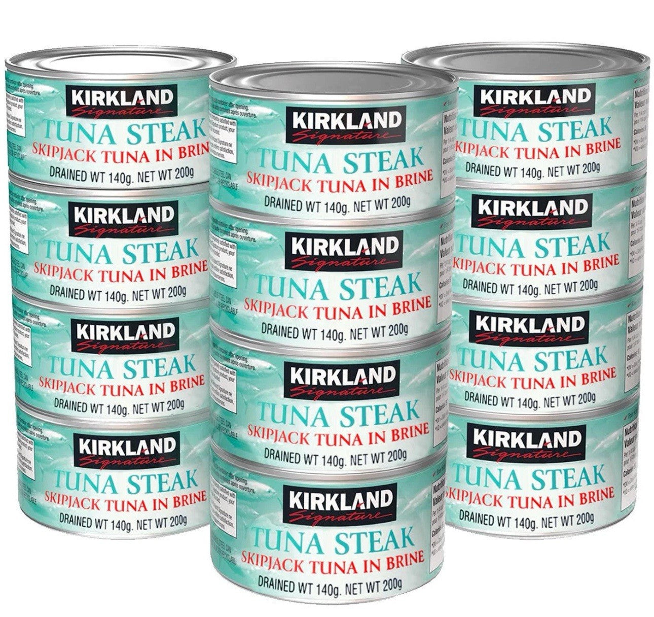 Kirkland Signature Tuna Steak Skipjack in Brine Water Drained Fish Pack 12x200g