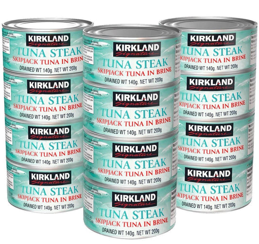 Kirkland Signature Tuna Steak Skipjack in Brine Water Drained Fish Pack 12x200g