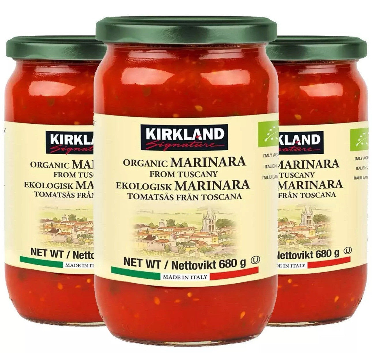 Kirkland Signature Organic Marinara Italian Sauce Jars Tuscan-Grown Pack 3x680g