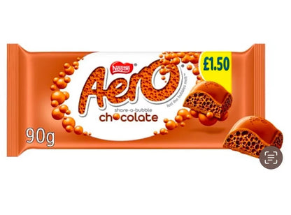 Full Box of 15 x 90g Bars Choco Aero Milk Sharing Bar Chocolate tracked