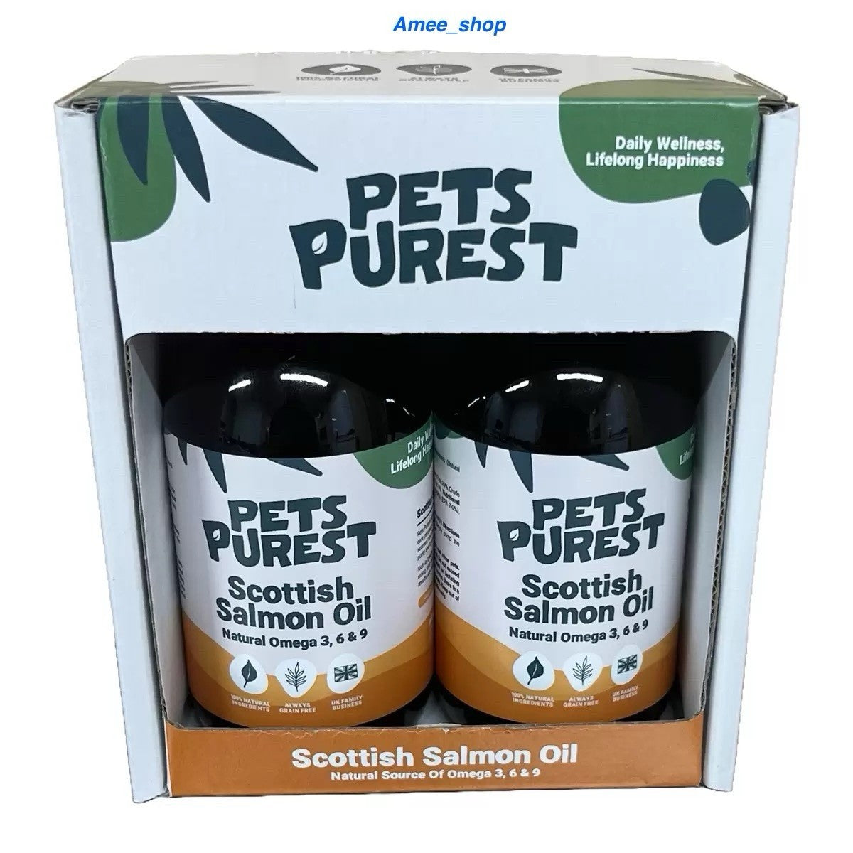 2 x 300ml Pets Purest Scottish Salmon Oil For Dogs, Cats Etc - Pure Omega