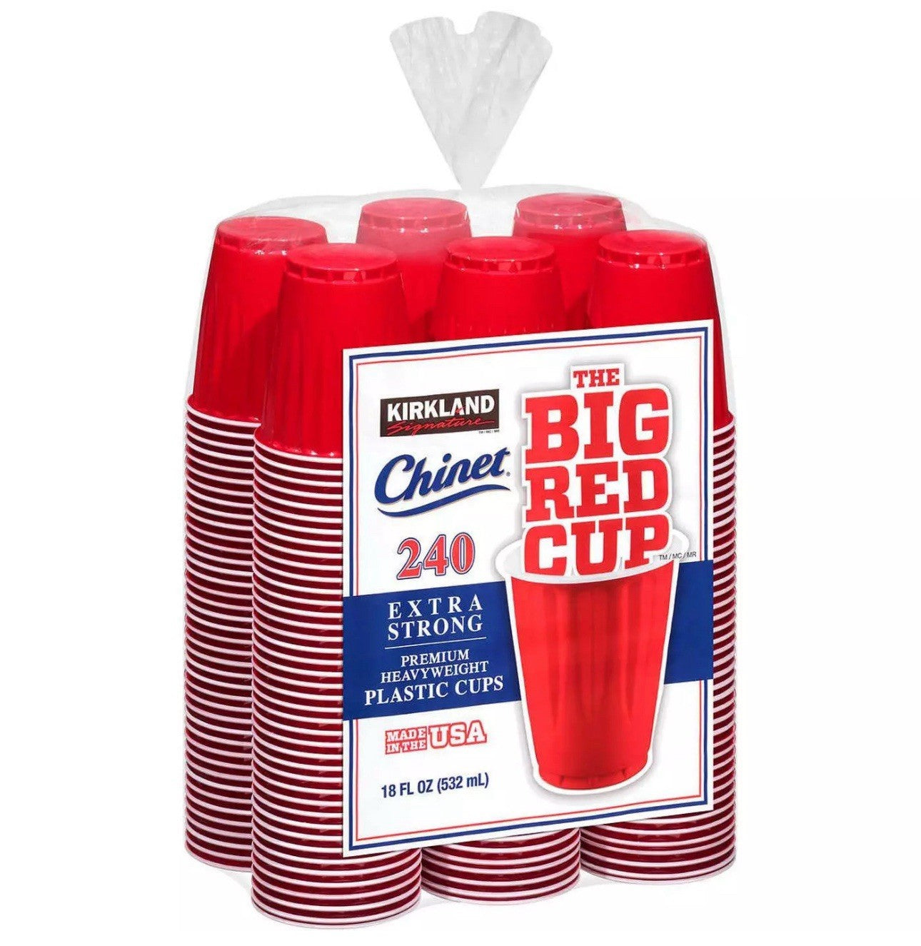 Kirkland Signature Chinet Big Red Extra Strong Plastic Drink 532ml Pack 240 Cups