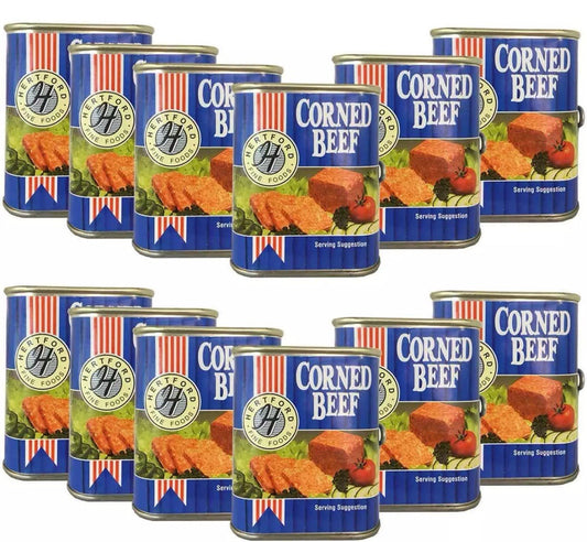 Hertford Fine Foods Corned Beef Ready To Eat Snack Sandwich Tin Can Pack 12x340g