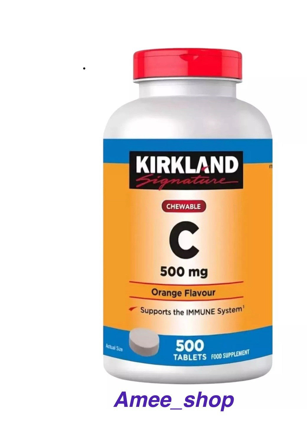 Kirkland Signature Vitamin Chewable C Orange Food Supplement 500mg - 500 Tablets