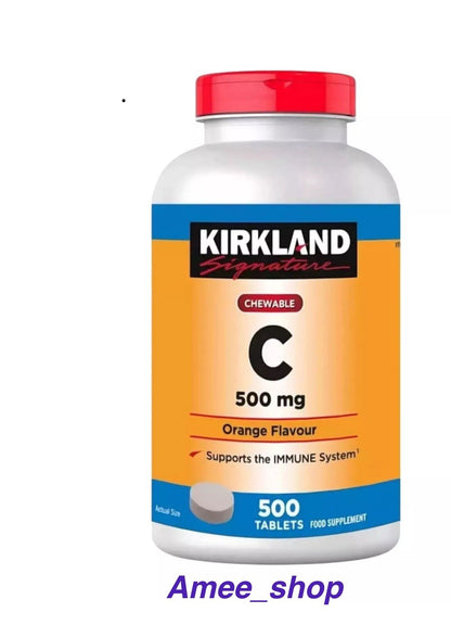 Kirkland Signature Vitamin Chewable C Orange Food Supplement 500mg - 500 Tablets