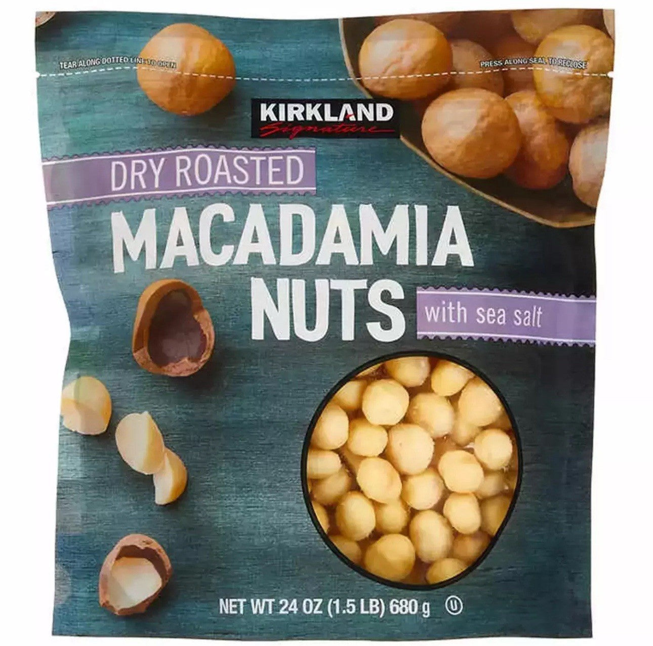 Kirkland Signature Dry Roasted Macadamia Nuts with Sea Salt Snack Nuts Pack 680g