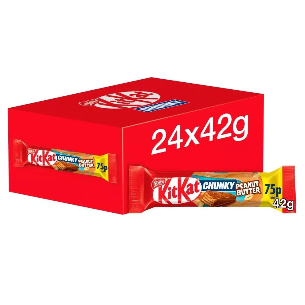 Kit Kat Chunky Peanut Butter Full Case 24 x 42g  Bars Free Tracked Delivery