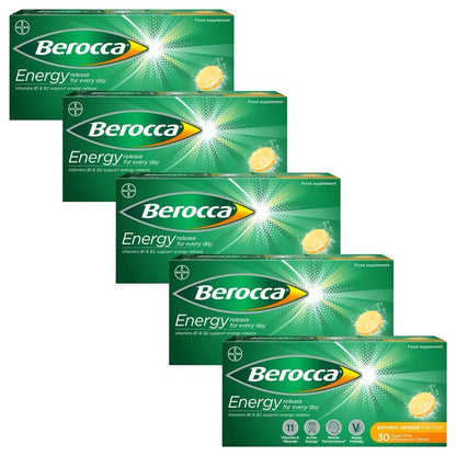 30 x 5 Berocca Energy Orange Flavoured Effervescent Tablets.