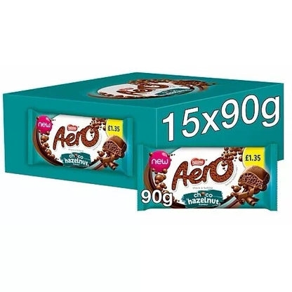 Full Box of 15 x 90g Bars Choco Aero Hazelnut Chocolate  Only £18.99