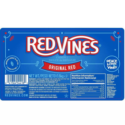 Red Vines Original Twists Soft Chewy Cane Sugar Sweet Candy Treat Tub Pack 1.6kg