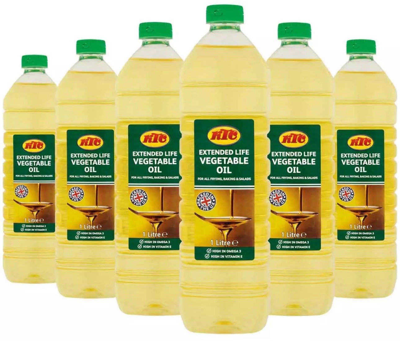 KTC Vegetable Oil Extended Life Frying Baking Salad Cooking Bottles Pack 6 x 1L