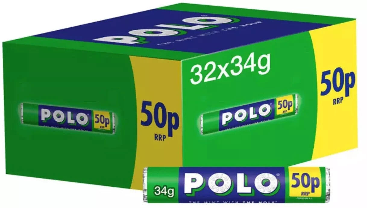 NESTLE POLO Mints Box of 32 Rolls of 34g Tubes (Polo Original)