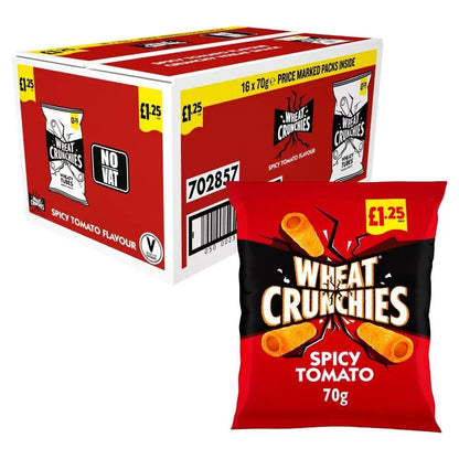 Wheat Crunchies Spicy Tomato Flavour Wheaty Tubes PMP £1.25  Full Case of 16x70g