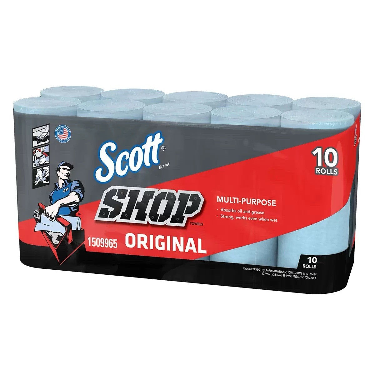 Scott Multi Purpose Shop Cleaning Towels 10 Rolls Disposable Wipes Pack