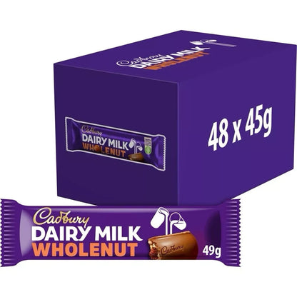 Cadbury Dairy Milk Whole Nut Chocolate Bar 45g x 48 Full Box ONLY £39.99