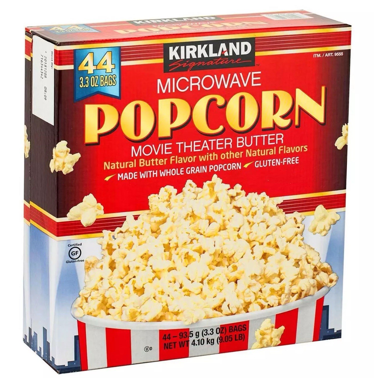 Kirkland Signature Microwave Popcorn Movie Theater Butter Natural 44 Bags 4.10Kg