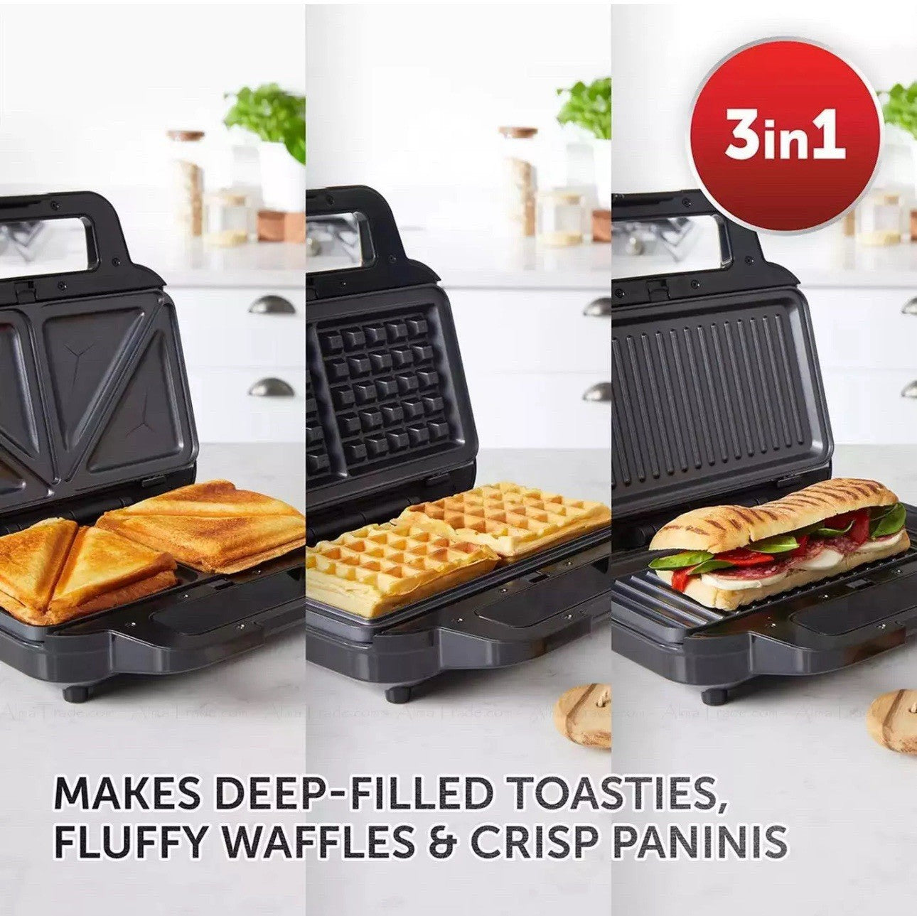 Breville 3 in 1 Sandwich Waffle and Panini Maker Snack Cut & Seal System VST098