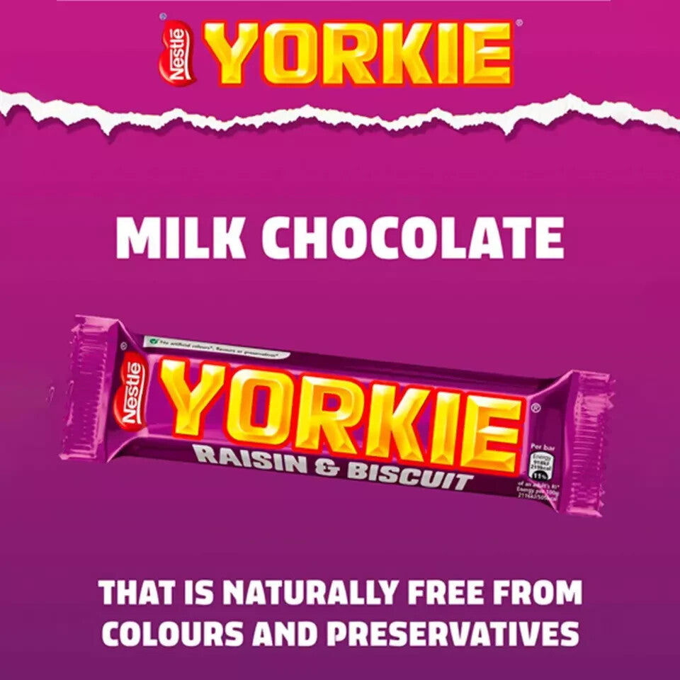 Yorkie Raisin & Biscuit Chocolate Bars 44g | Bulk Buy (Pack of 24)