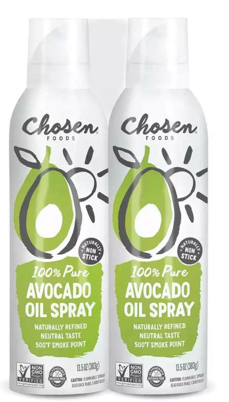 Chosen Food Pure Avocado Oil Cooking Spray Non-Stick Neutral Taste Pack 2x383ml