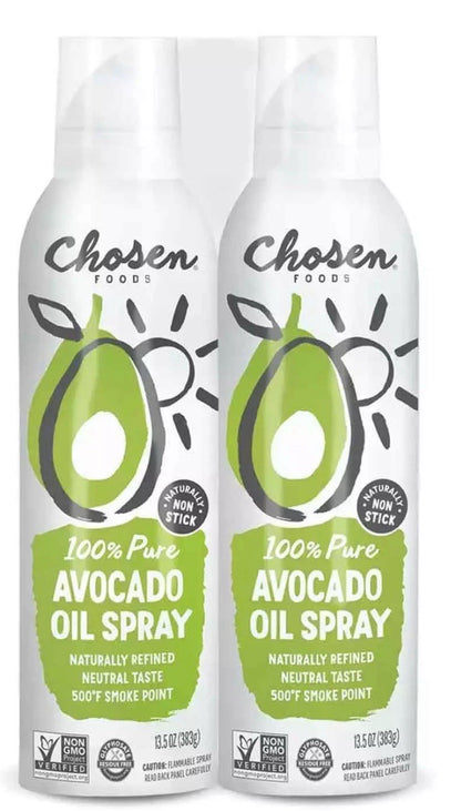 Chosen Food Pure Avocado Oil Cooking Spray Non-Stick Neutral Taste Pack 2x383ml