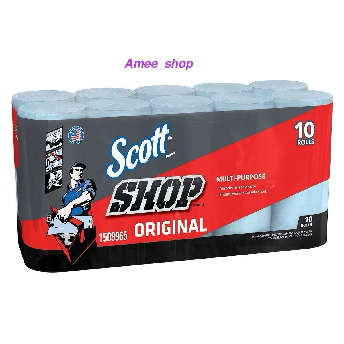 Scott Multi Purpose Shop Cleaning Towels 10 Rolls Disposable Wipes Pack