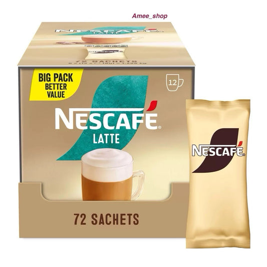 72x Nescafe Latte Coffee Instant Smooth Drink Add Water One Cup Sachets Pack 18g