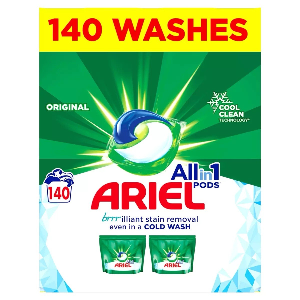 Ariel Washing Pods All In 1 Pods Clothes 2 x 70 Washes (140 washes) Original