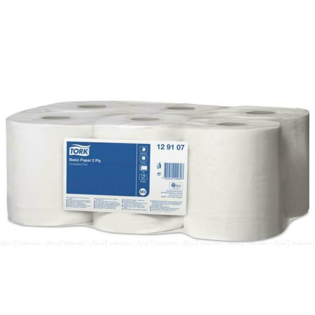 Tork 129107 Centrefeed 2-Ply Basic Wiping Paper - White (Pack of 6 Rolls)